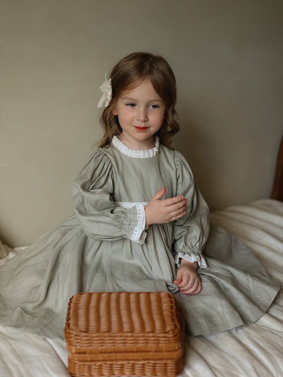 Niche Temperament Pure Linen Dress Birthday Lace Dress