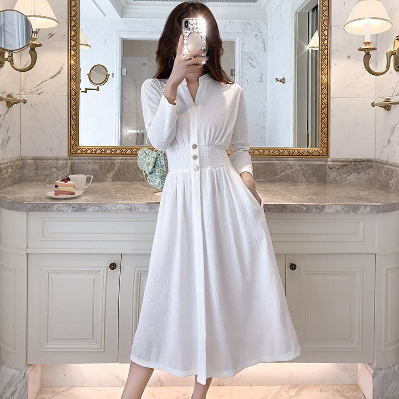 White Cotton A-line Dress