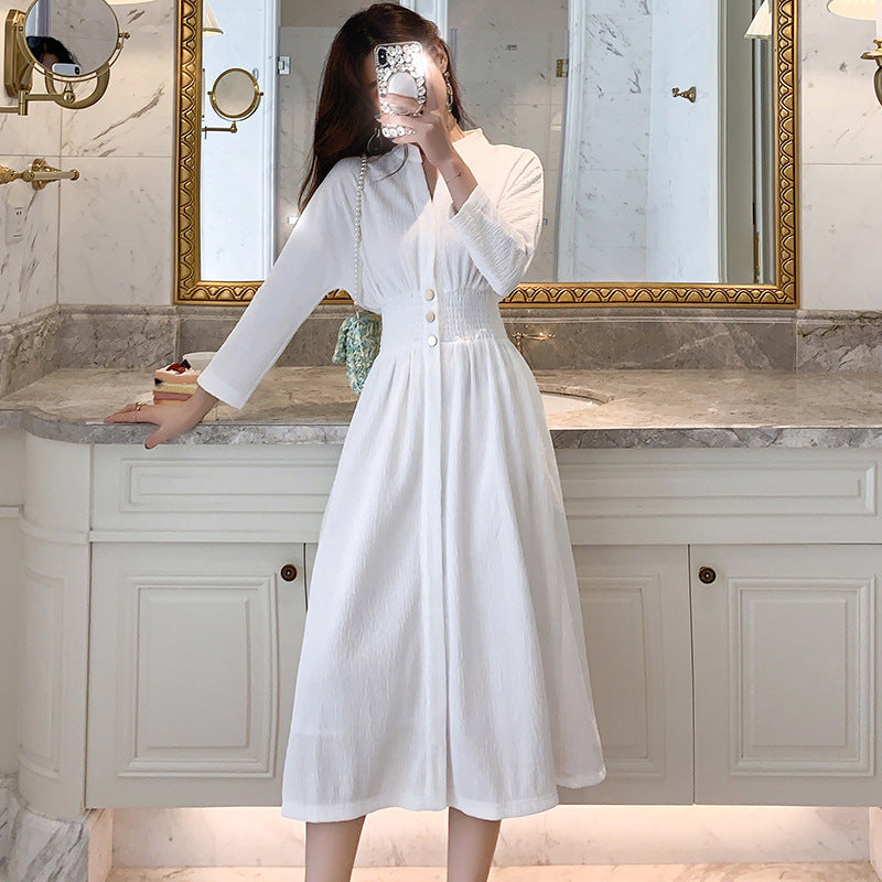 White Cotton A-line Dress