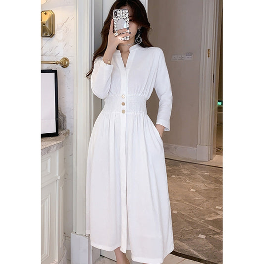 White Cotton A-line Dress
