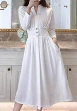 White Cotton A-line Dress