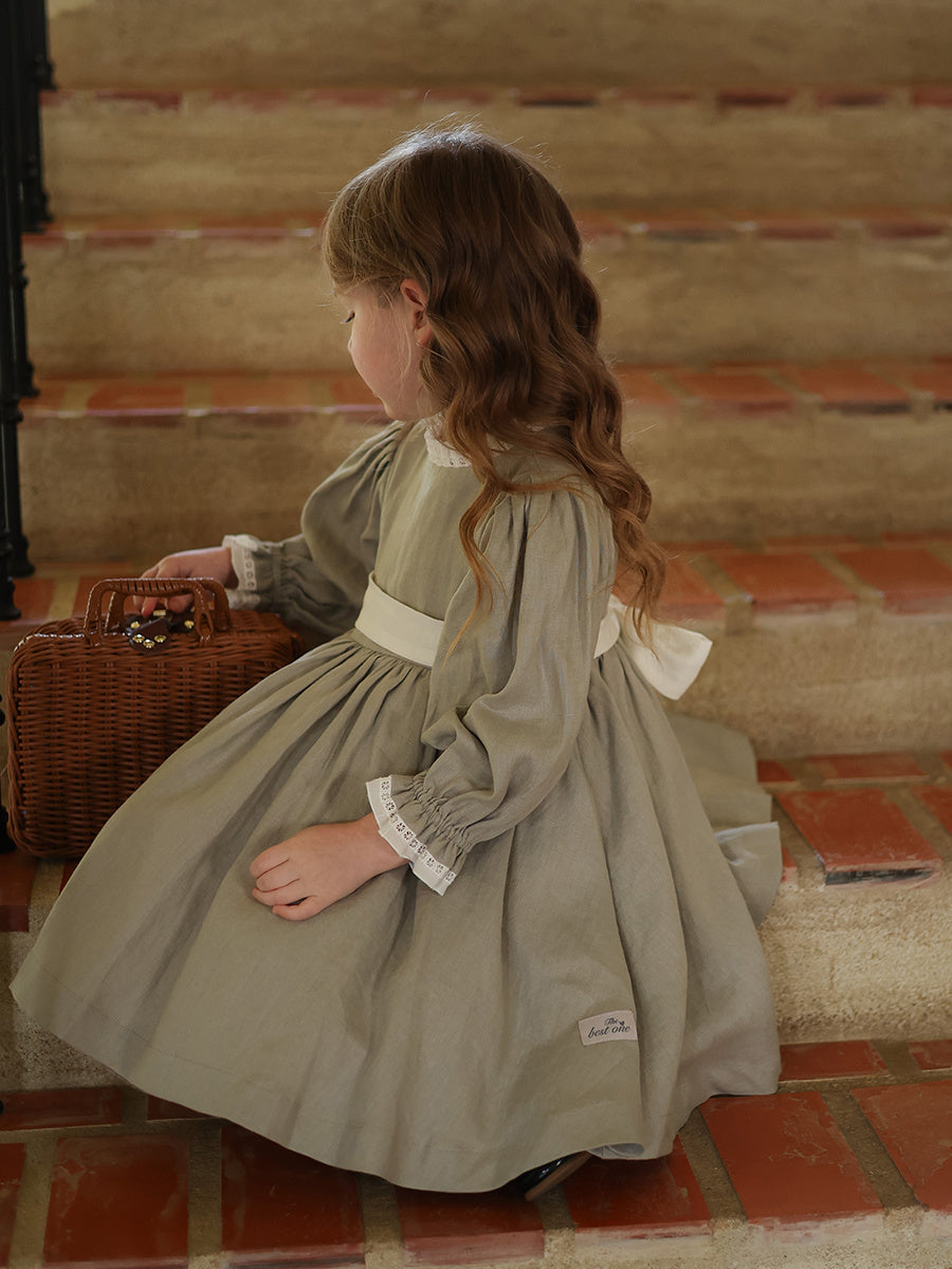 Niche Temperament Pure Linen Dress Birthday Lace Dress