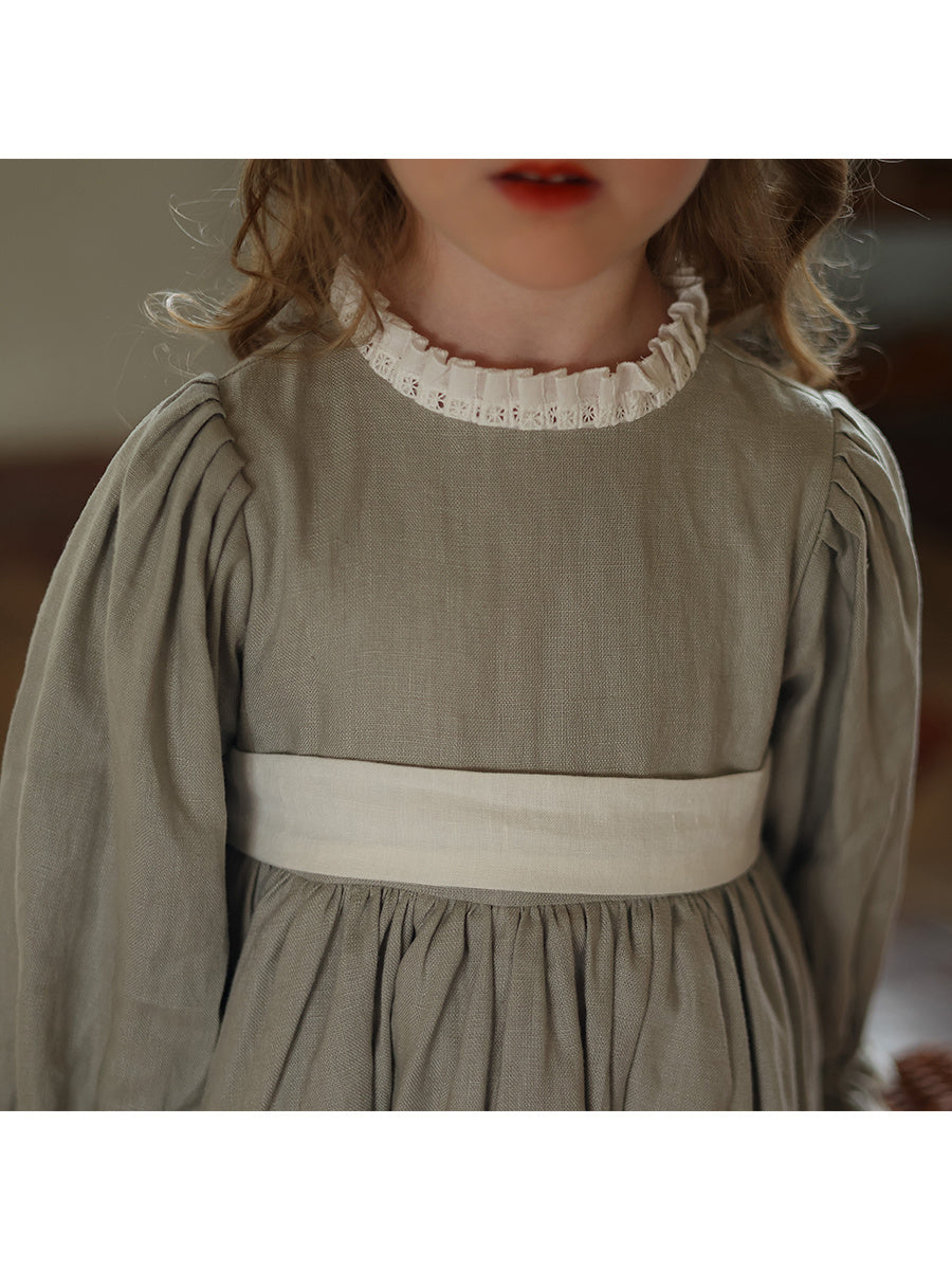 Niche Temperament Pure Linen Dress Birthday Lace Dress