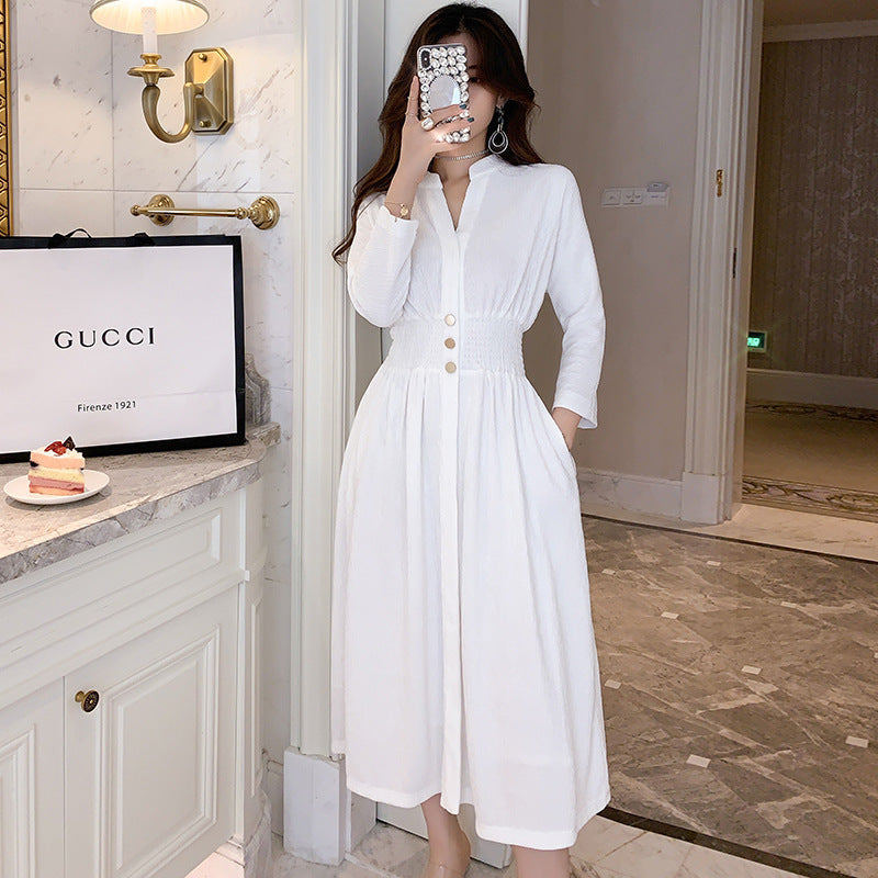 White Cotton A-line Dress