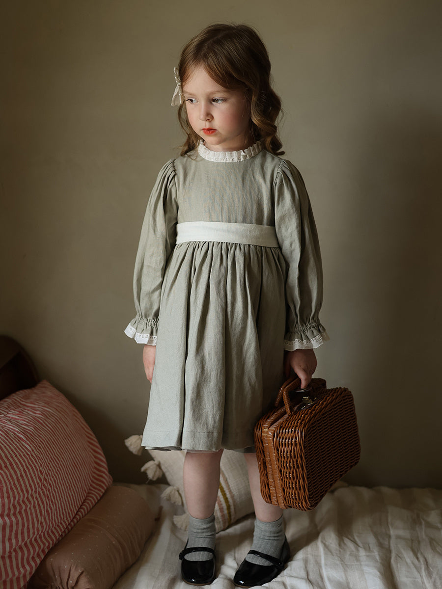 Niche Temperament Pure Linen Dress Birthday Lace Dress